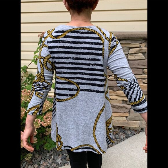 Runway grey/black/gold knitted ropes long sweater/dress, long sleeves, Large - Picture 2 of 9